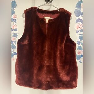 Michael Kors Rich Burgundy Faux Fur Vest